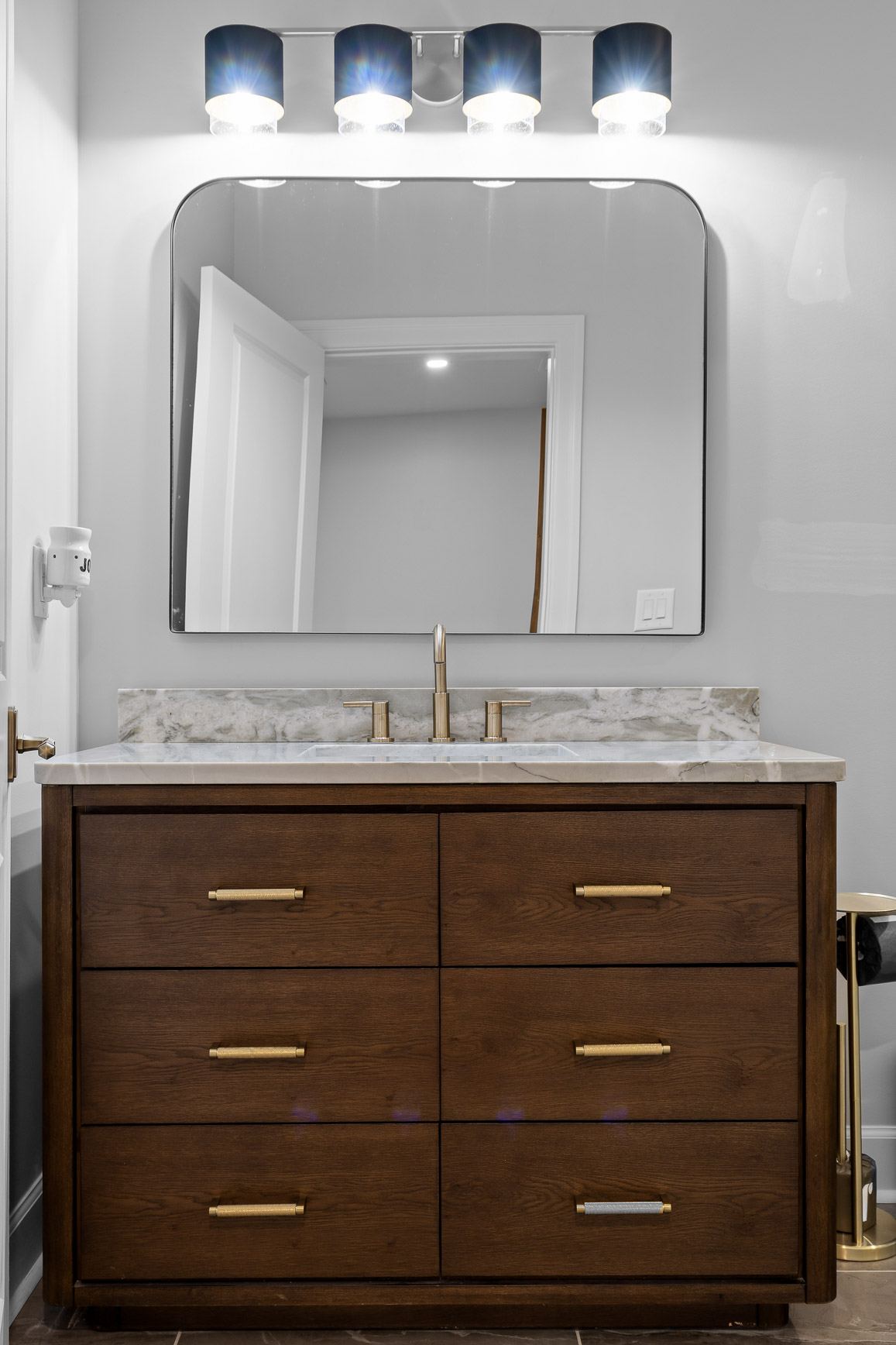 128 Olde Heritage bathroom vanity with walnut cabinet